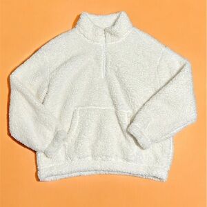 White teddy half zipped jacket